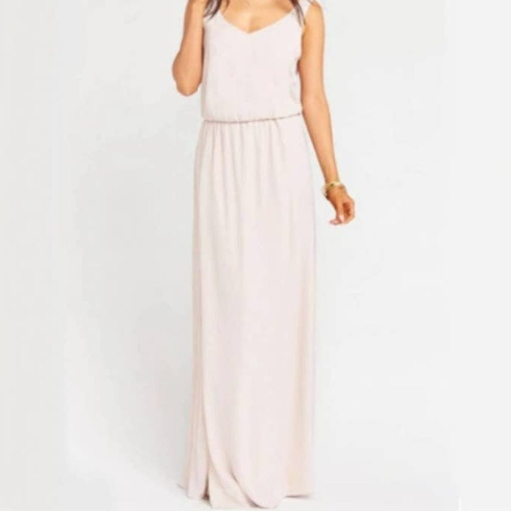 NEW Show Me Your Mumu Kendall‎ Maxi Dress Show Me The Ring Crisp Beige Size XL - Picture 2 of 12